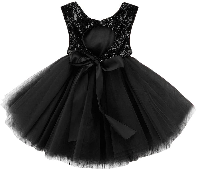 AGQT Toddler Girls Birthday Tutu Dress Sequin Tulle Soft Lined Formal Princess Dresses for Party Wedding Black 3-4 Years - Image 4